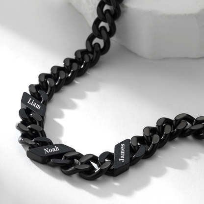 Custom Names Cuban Chain Necklace 7/9/12MM Black