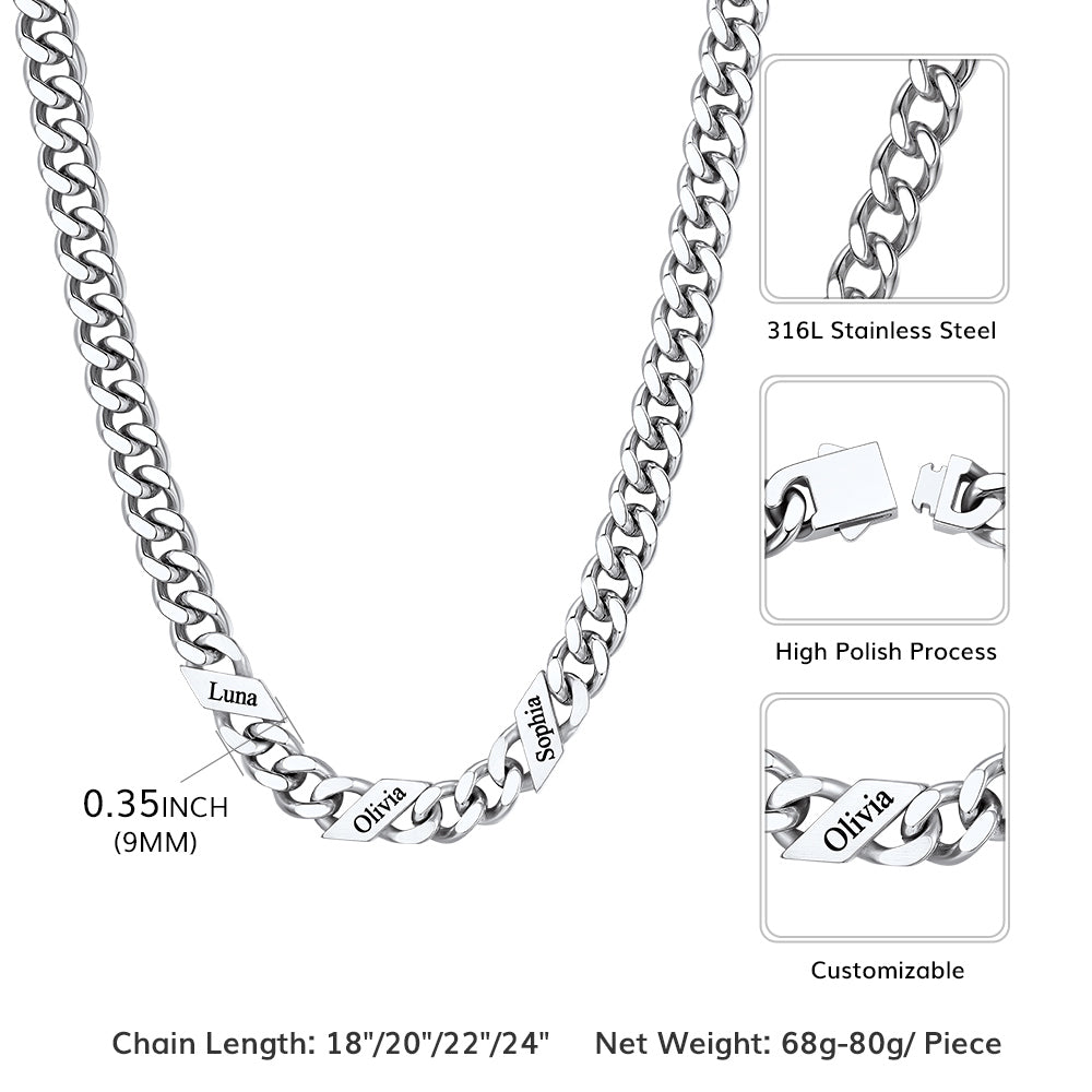 Custom Names Cuban Chain Necklace 7/9/12MM