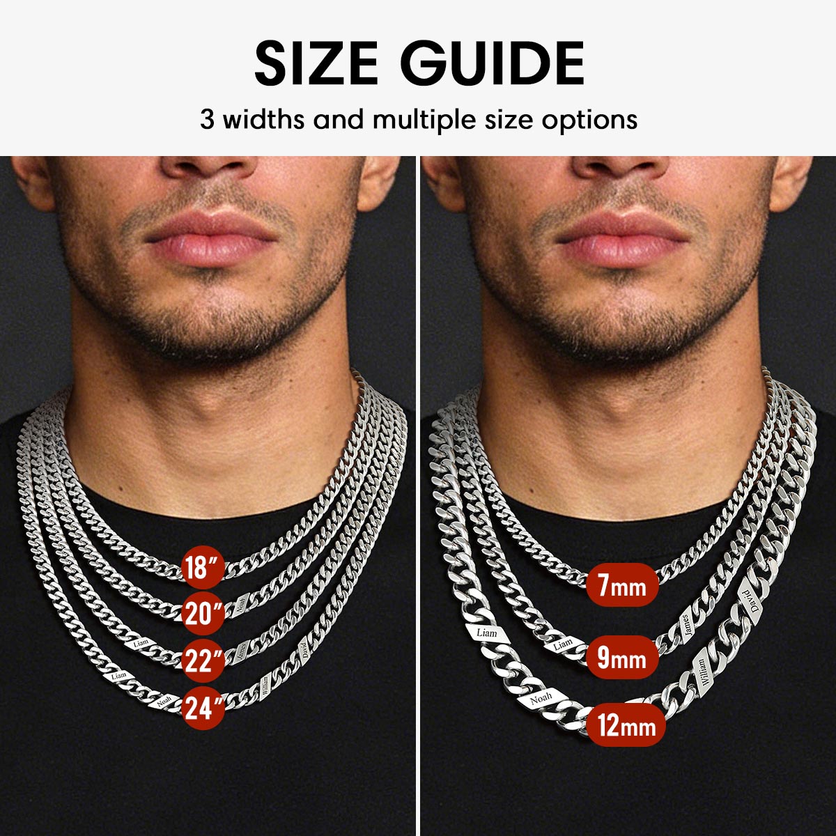 Custom Names Cuban Chain Necklace 7/9/12MM father's day gift