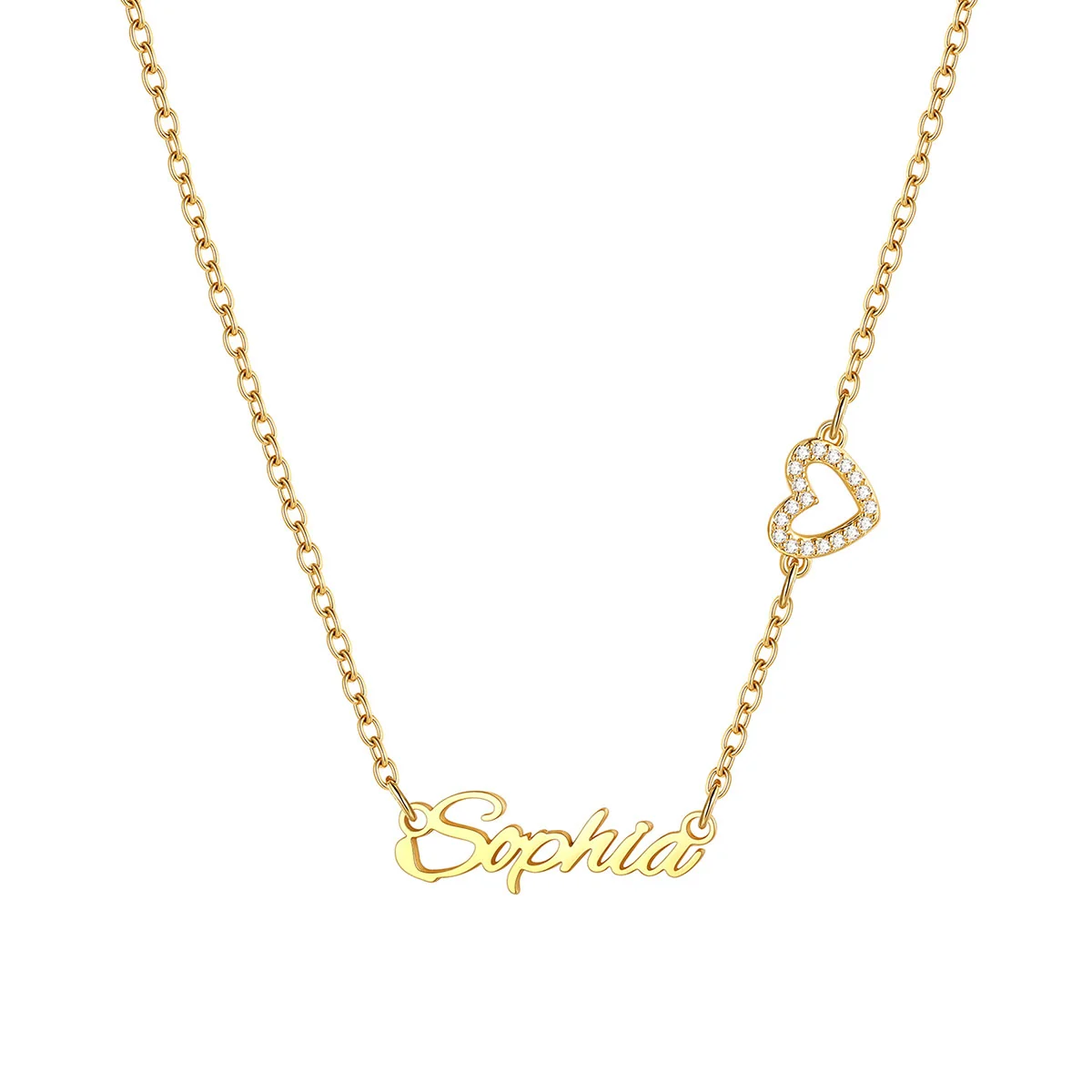Custom Names Script Necklace with Bow Charm Gold