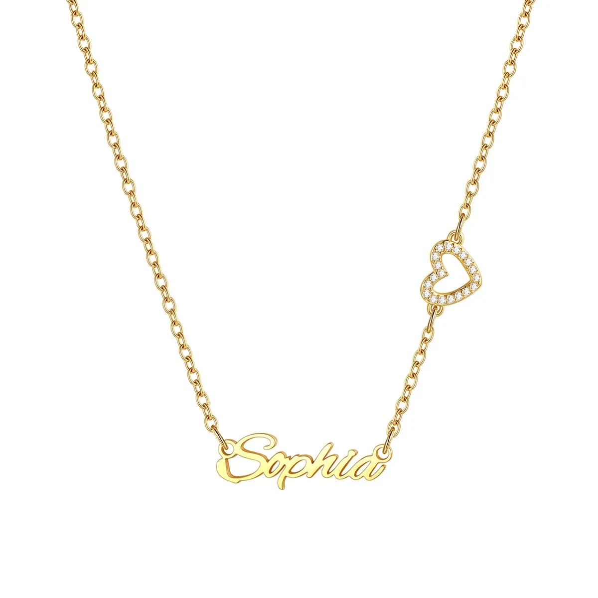 Custom Names Script Necklace with Bow Charm Gold
