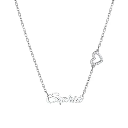 Custom Names Script Necklace with Bow Charm for girlfriend