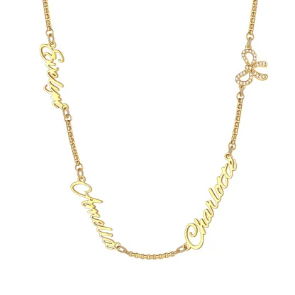 Custom Names Script Necklace with Bow Charm birthday gift