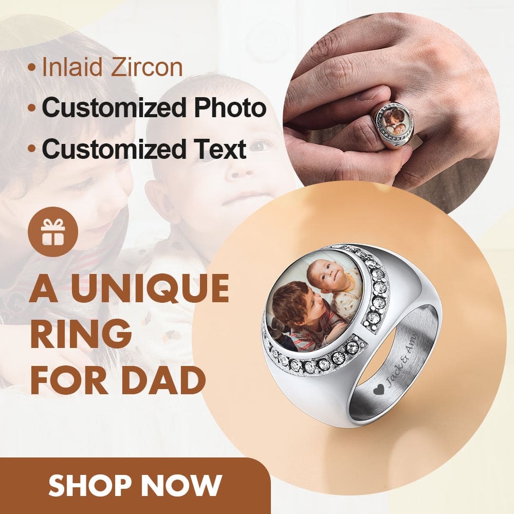 Custom Signet Ring with Pictures gift for dad