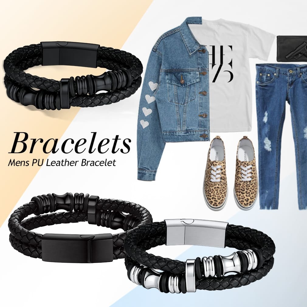 Custom PU Cuff Bracelet for Men