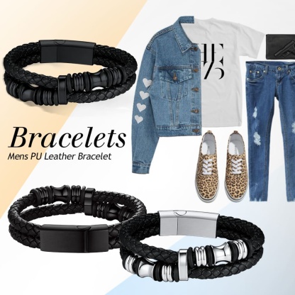 Custom PU Cuff Bracelet for Men