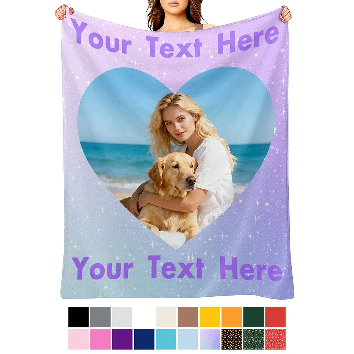 Custom 1 Photo Blanket with Text