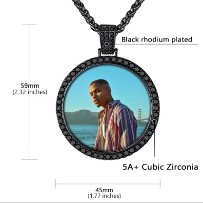 Custom Photo Engraved Circle Pendant Necklace for Men Women