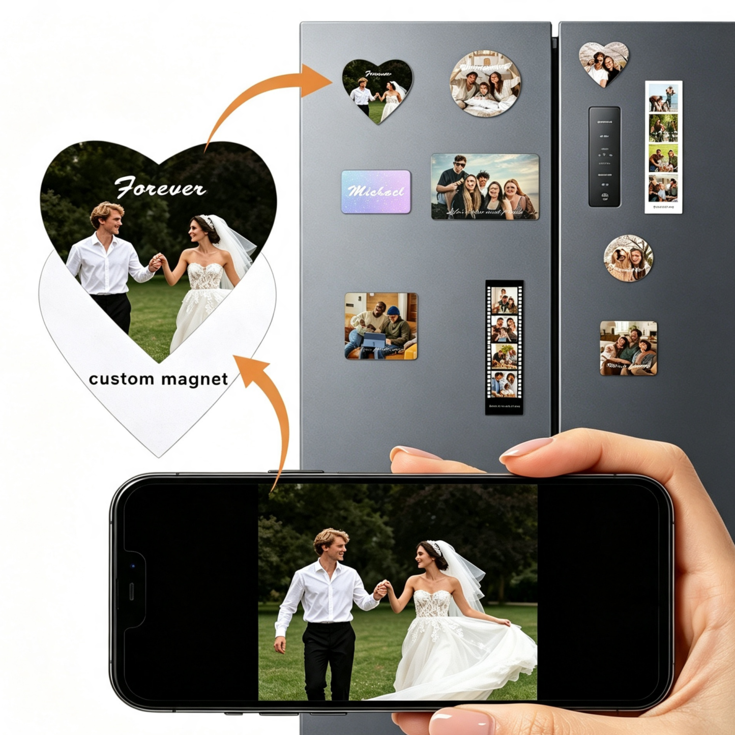 Custom Photo Heart Fridge Magnet photo gift