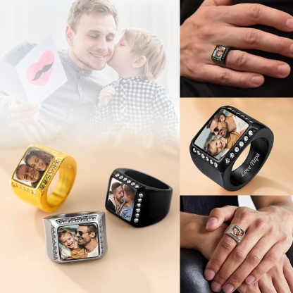 Custom Photo Iced Out Picture Signet Ring 