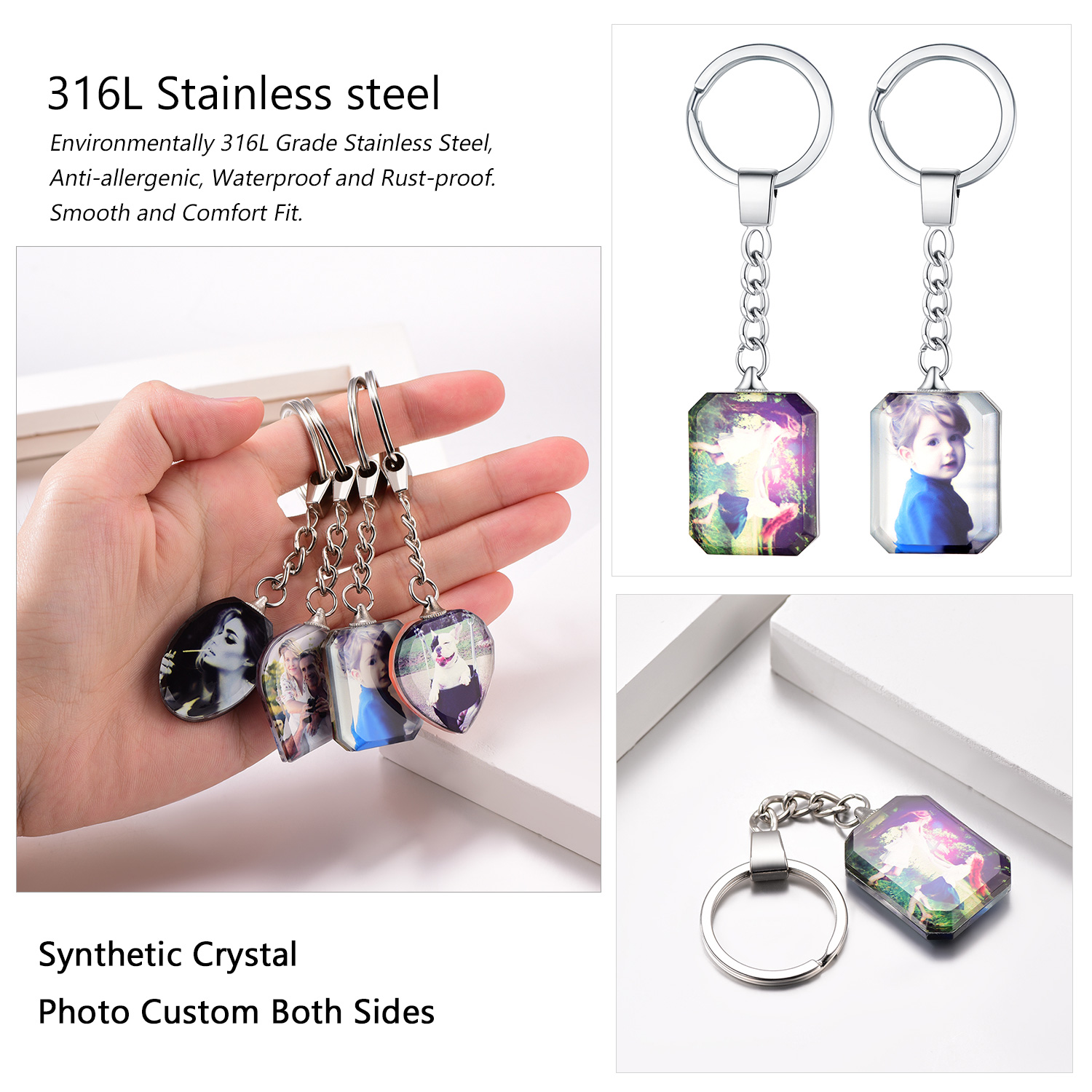 Custom Photo Keychain in Stainless Steel 