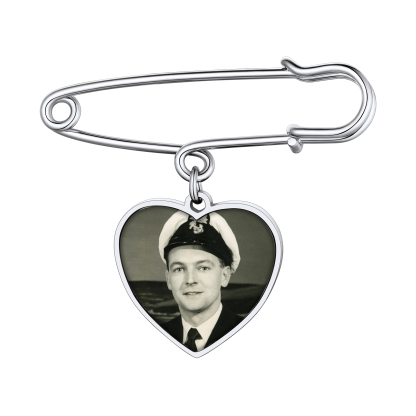 Custom Photo Memorial Pin Wedding Bouquet Charm Brooch pin silver