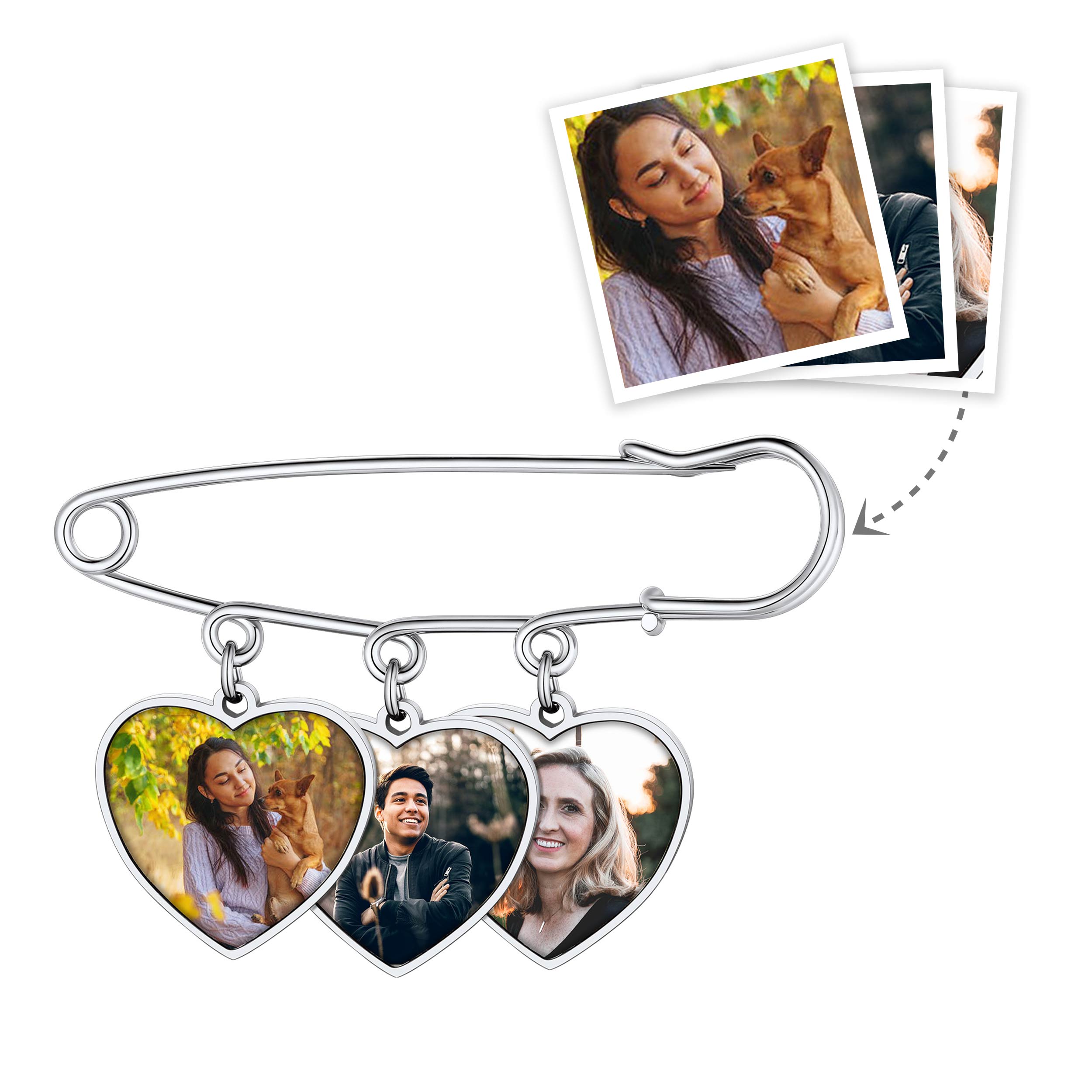 Custom Photo Memorial Pin Wedding Bouquet Charm Brooch pin