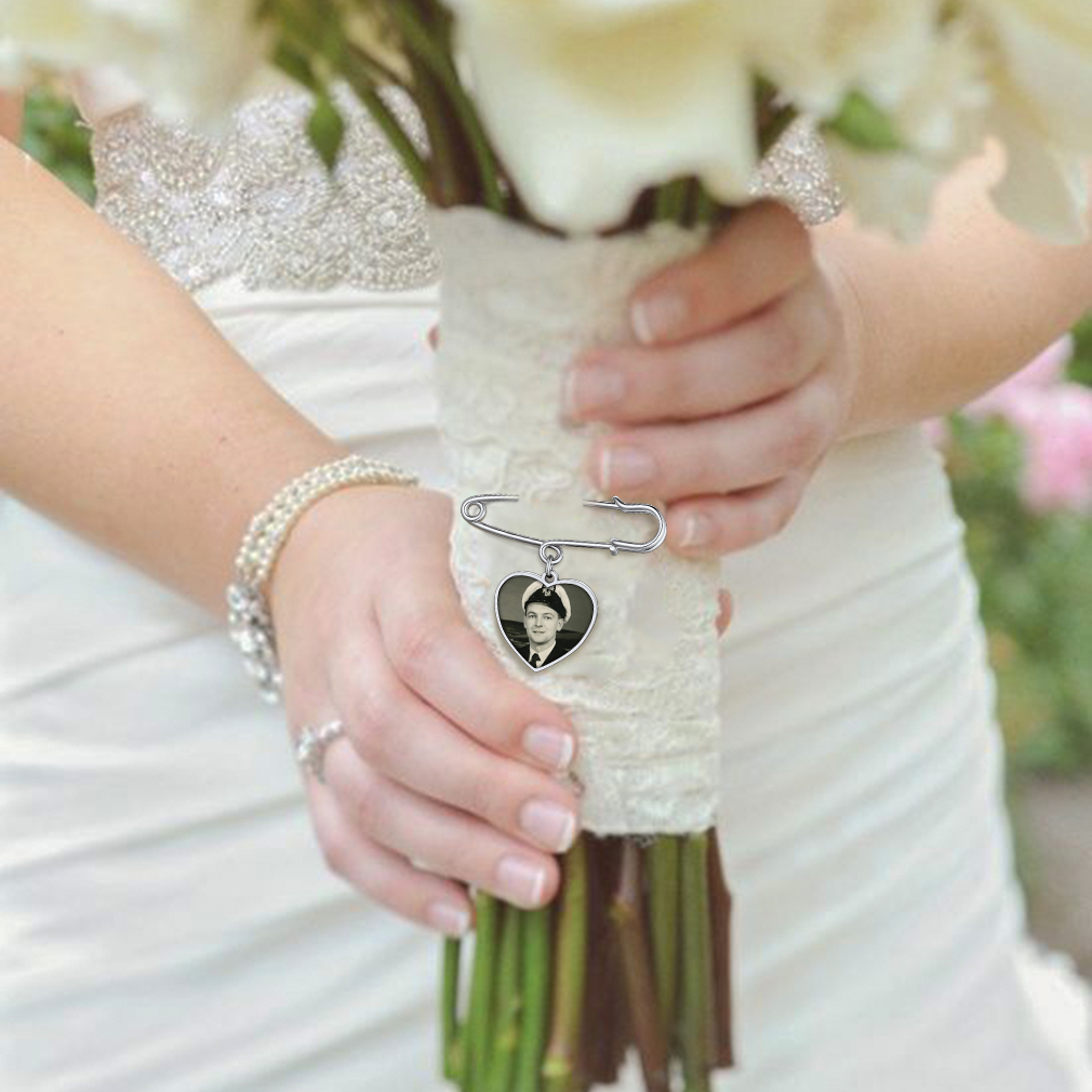 Custom Photo Memorial Pin Wedding Bouquet Charm brooch pin