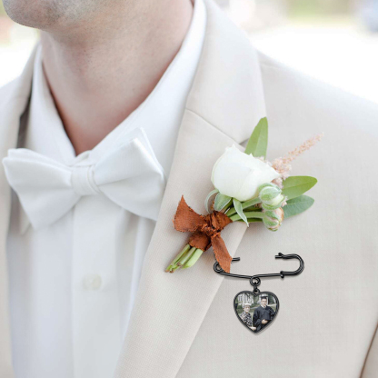 Custom Photo Memorial Pin Wedding Bouquet Charm stainless steel 