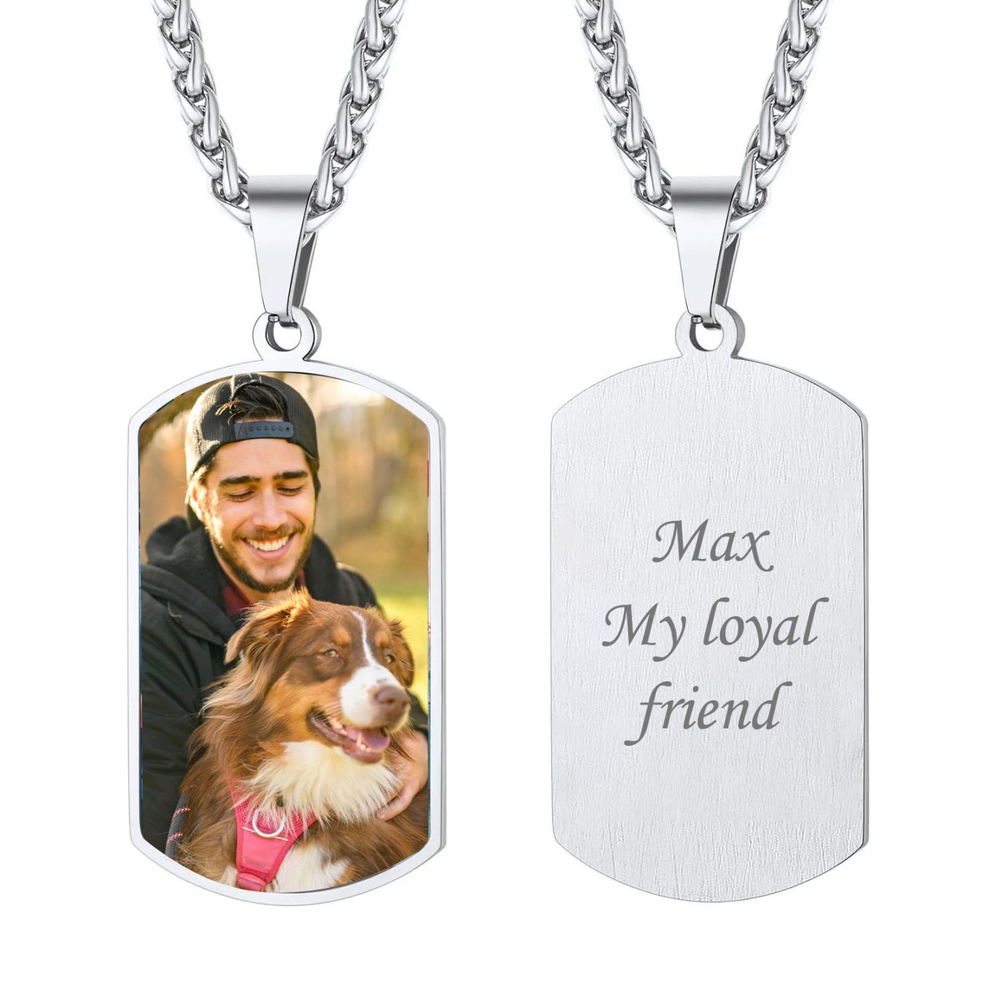Custom Photo Military Tag Engraved Necklace Picture Pendant