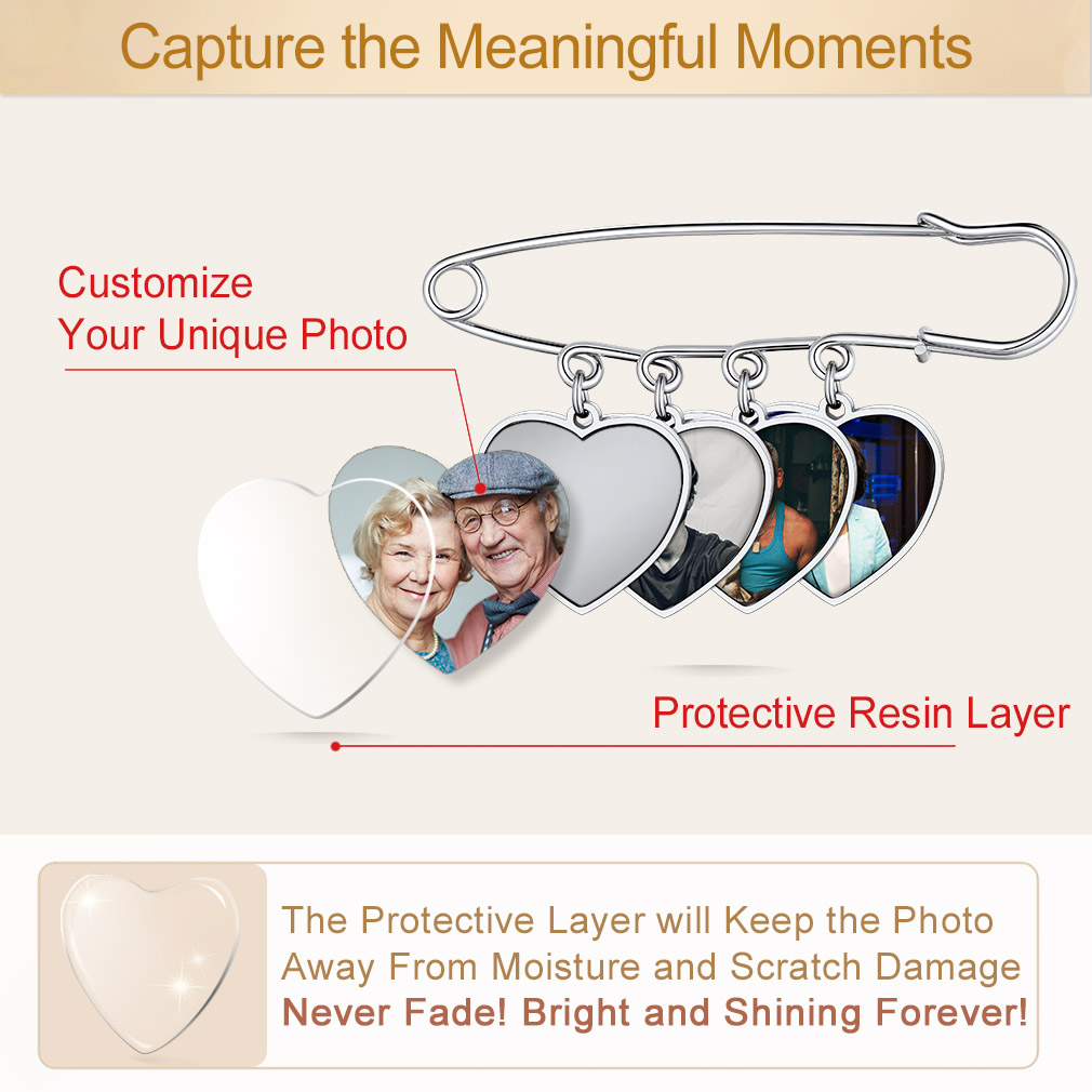 Custom Photo Pin Wedding Bouquet Charm