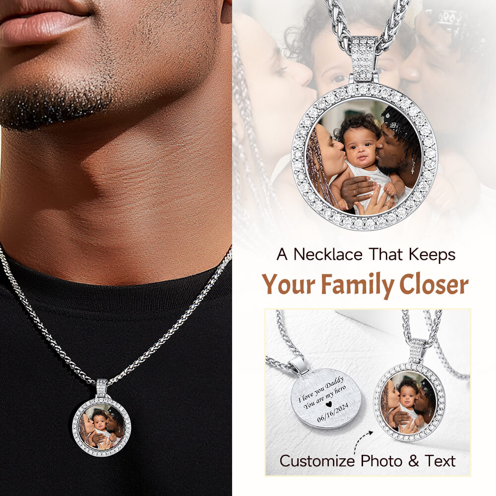 Custom  Photo Engraved Necklace for family