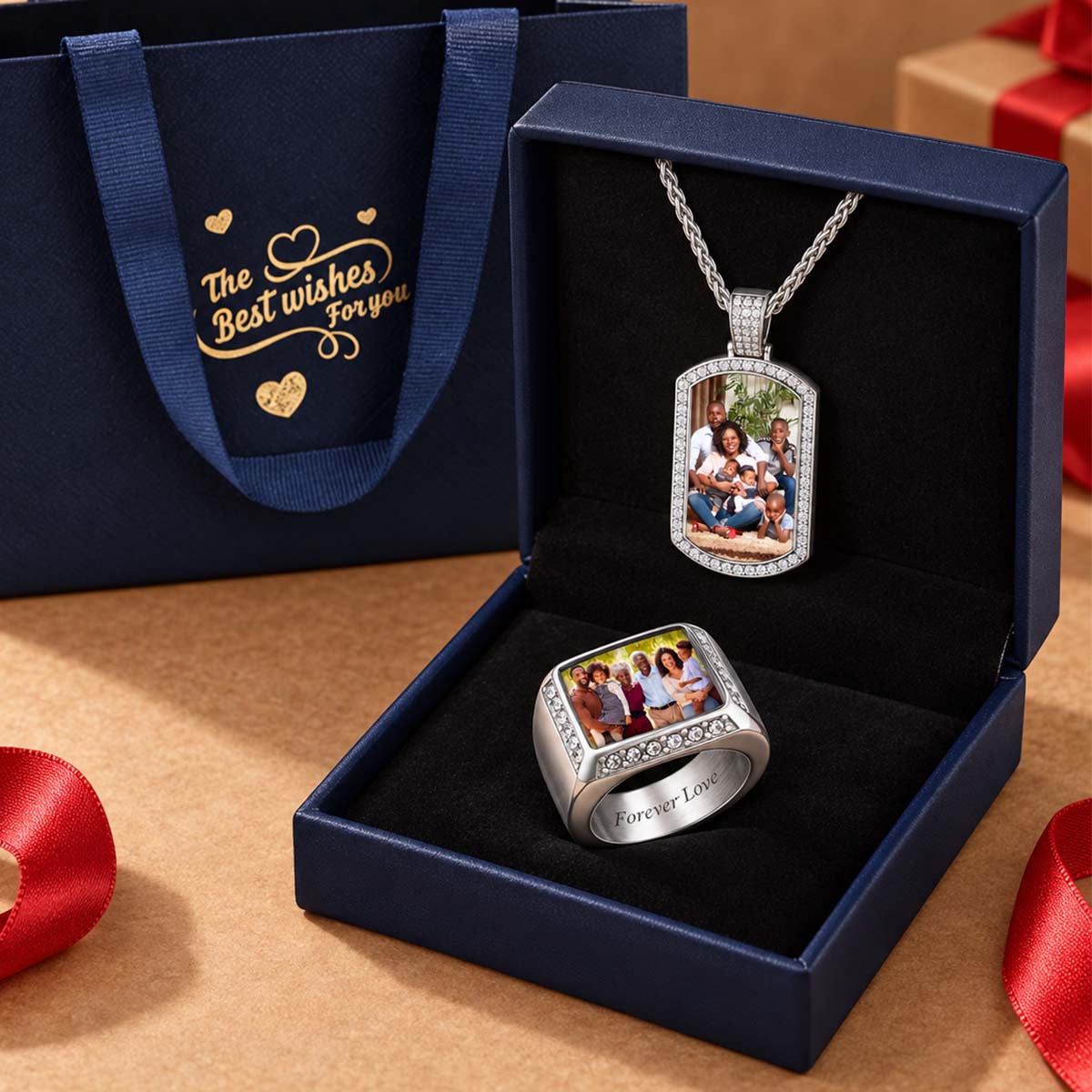 Custom Photo Signet Ring & Dog Tag Necklace