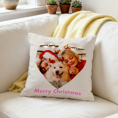 Custom Photo Throw Pillow merry christmas