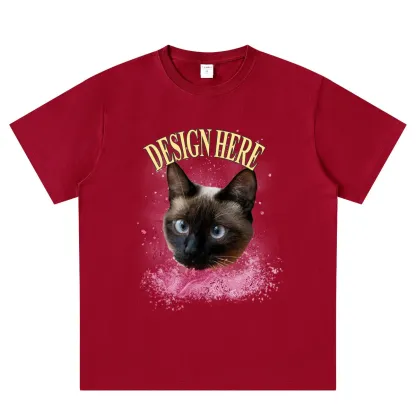 Dark Red front Custom Photo T-Shirts 