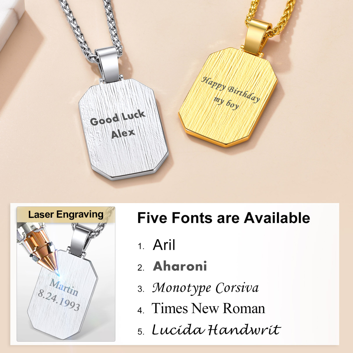 Custom Picture Military Tags Necklace for Men Women