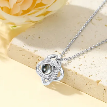 Custom Quadruple Love Knot Photo Projection Necklace for Women