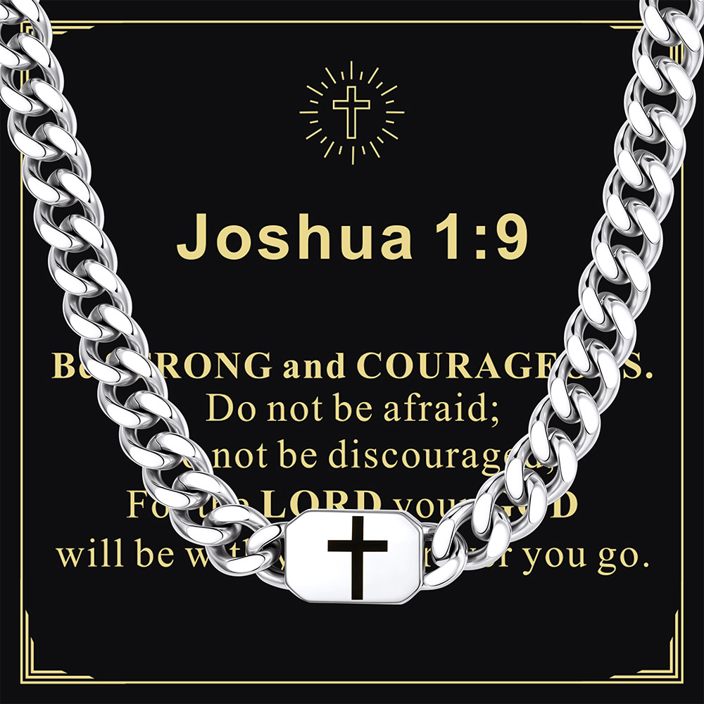 Custom Religious Cross Cuban Link Necklace 7MM for him
