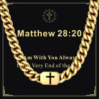 Custom Religious Cross Cuban Link Necklace 7MM gold for boy