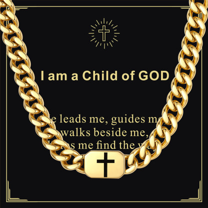Custom Religious Cross Cuban Link Necklace 7MM gold Meaningful Gift 