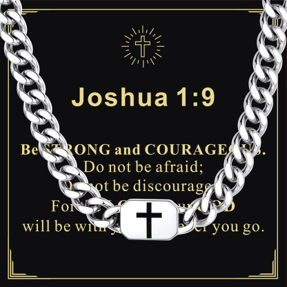 Custom Religious Cross Cuban Link Necklace 9MM silver Christmas Gift 
