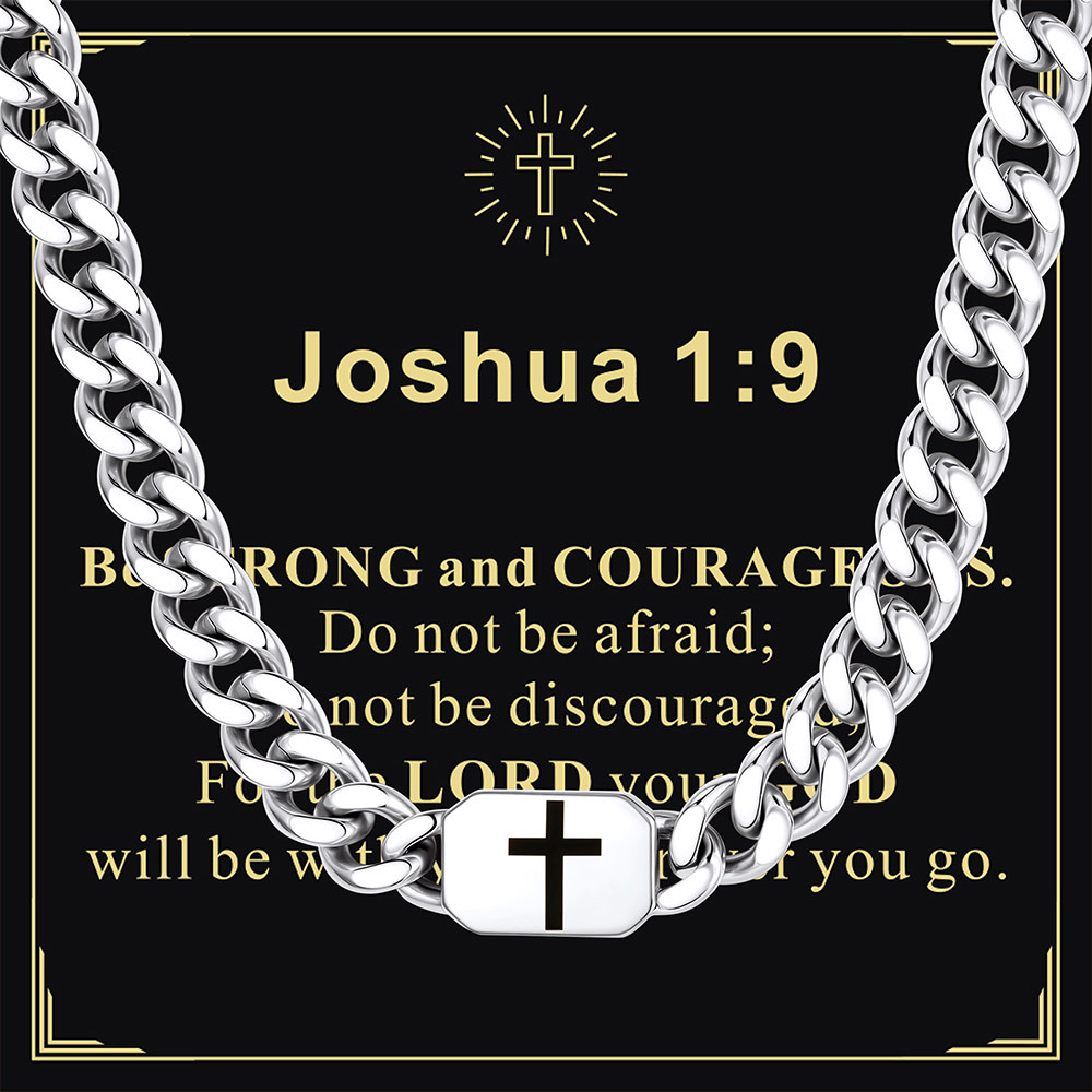 Custom Religious Cross Cuban Link Necklace 7MM for him