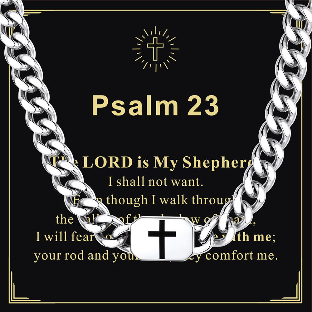 Custom Religious Cross Cuban Link Necklace 9MM silver Special Gift 