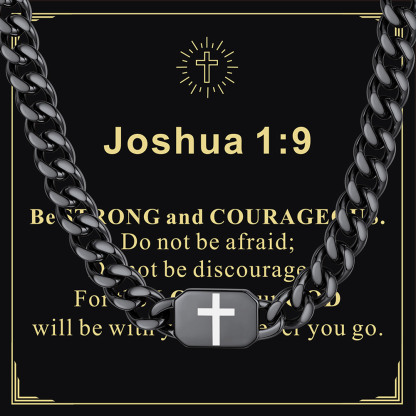 Custom Religious Cross Cuban Link Necklace 9MM black Special Gift 