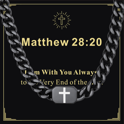 Custom Religious Cross Cuban Link Necklace 9MM black Heartfelt Gift