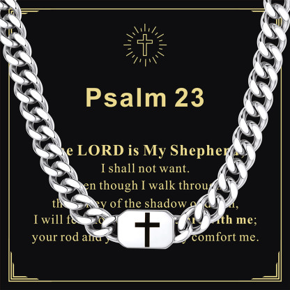 Custom Religious Cross Cuban Link Necklace 7MM silver For Son