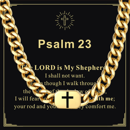Custom Religious Cross Cuban Link Necklace 9MM gold Thoughtful Gift
