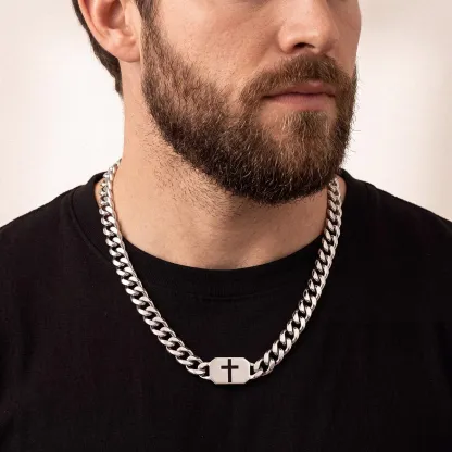 Custom Religious Cross Cuban Link Necklace 7/9MM for boy