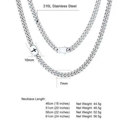 Custom Religious Cross Cuban Link Necklace 7/9MM size