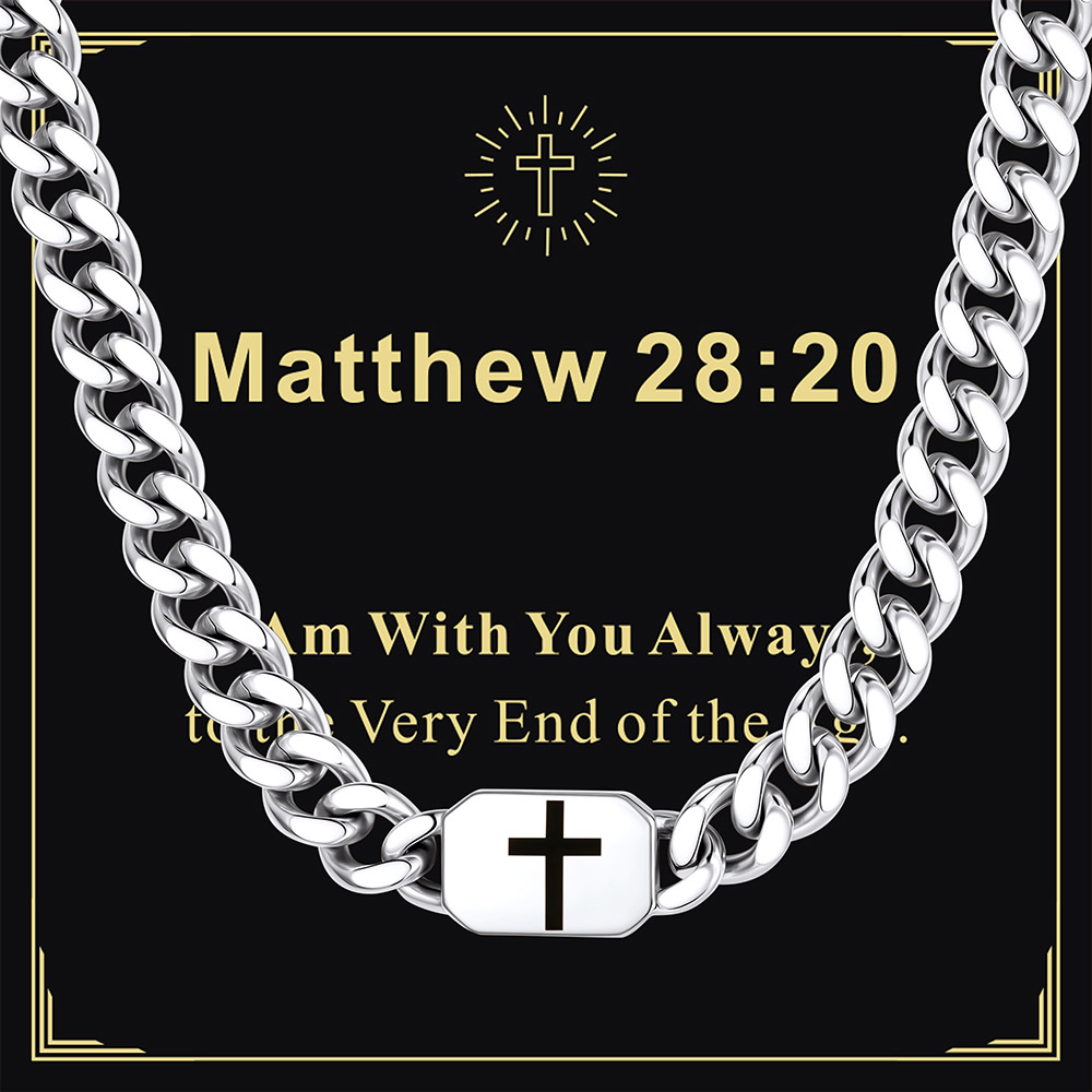 Custom Religious Cross Cuban Link Necklace 7MM Birthday Gift 
