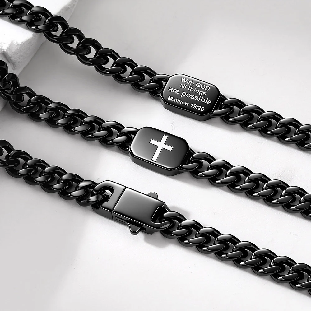 Custom Religious Cross Cuban Link Necklace 7/9MM For Best Friend