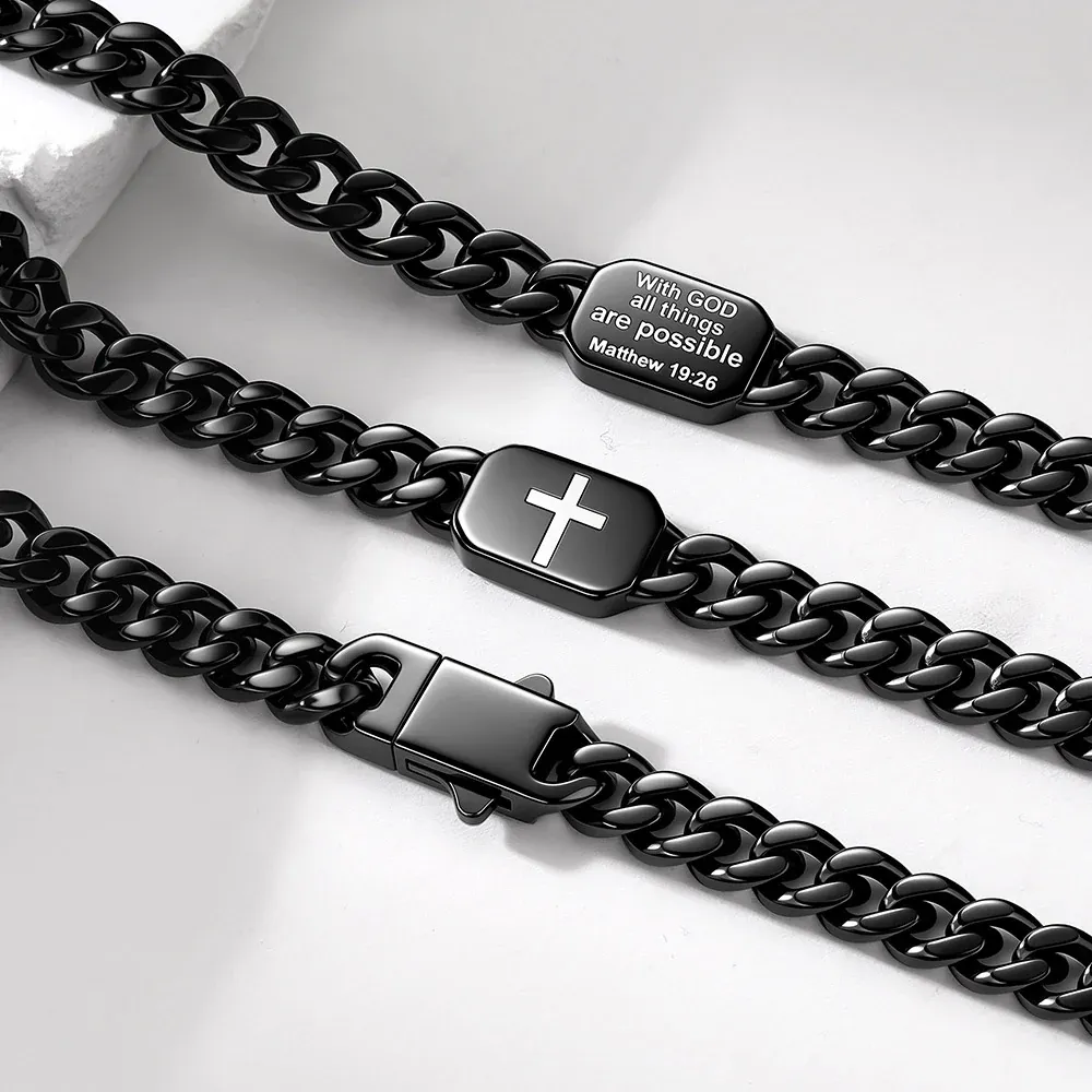 Custom Religious Cross Cuban Link Necklace 7/9MM For Best Friend