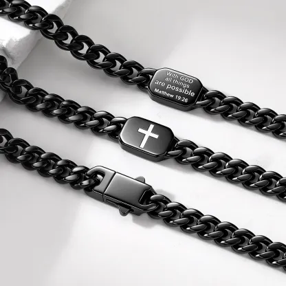 Custom Religious Cross Cuban Link Necklace 7/9MM For Best Friend