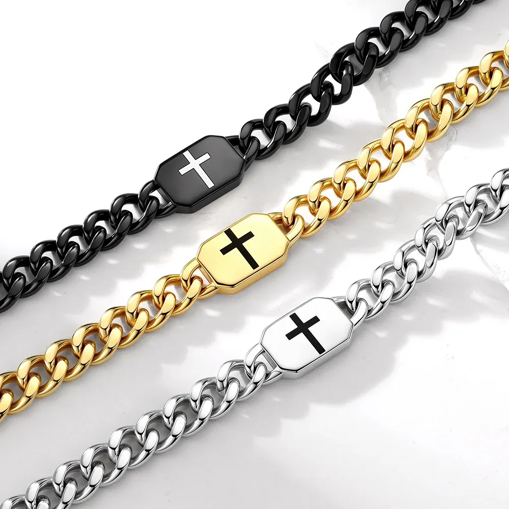 Custom Religious Cross Cuban Link Necklace 7/9MM gift