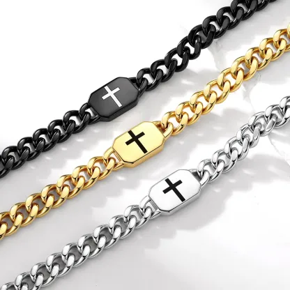 Custom Religious Cross Cuban Link Necklace 7/9MM gift