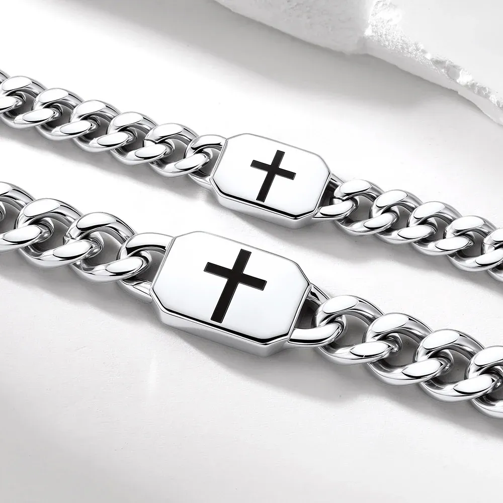 Custom Religious Cross Cuban Link Necklace 7/9MM For Boyfriend