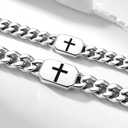 Custom Religious Cross Cuban Link Necklace 7/9MM For Boyfriend