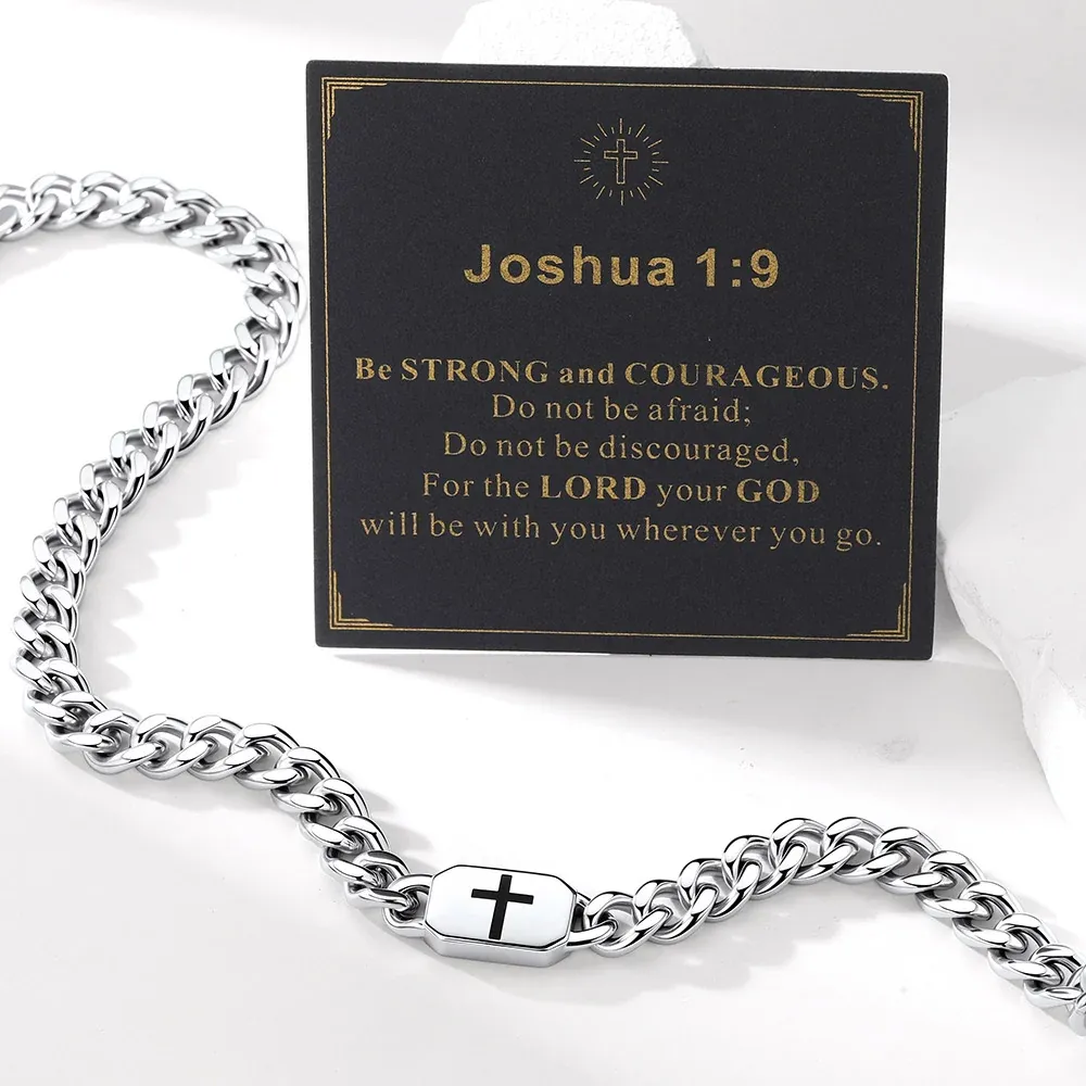 Custom Religious Cross Cuban Link Necklace 7/9MM Anniversary Gift 