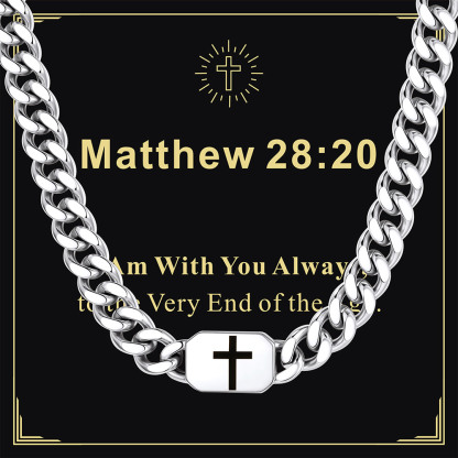 Custom Religious Cross Cuban Link Necklace 7MM Birthday Gift 