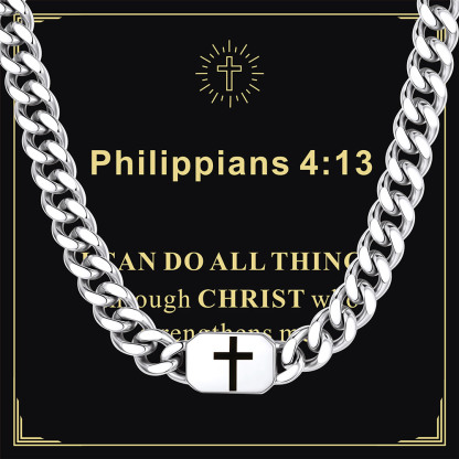 Custom Religious Cross Cuban Link Necklace 7MM silver Anniversary Gift 